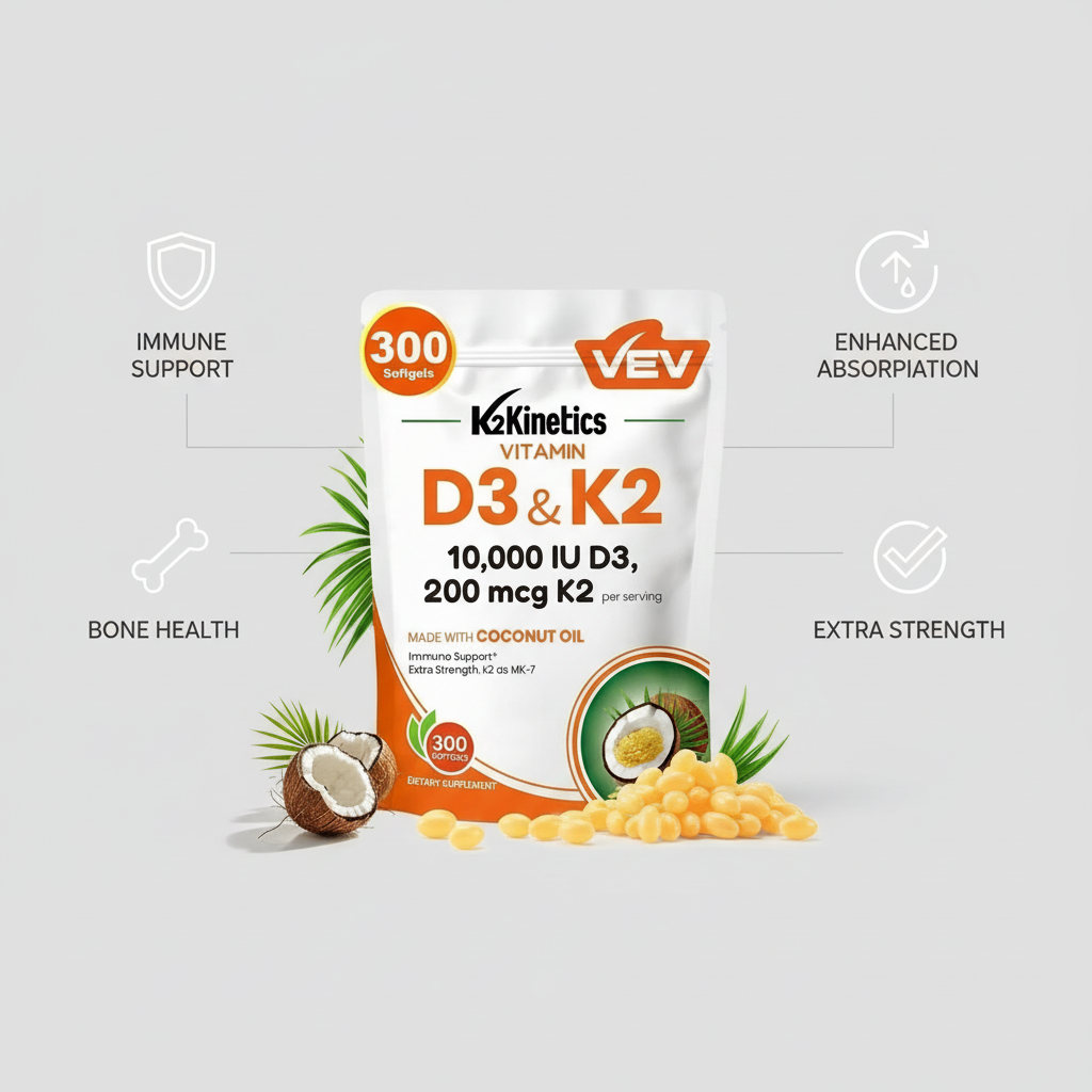 K2Kinetics D3 + K2 Daily Support Bone Strength & Calcium Balance